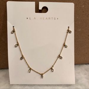 NWT LA Hearts PacSun Gold Teardrop Gem Necklace
